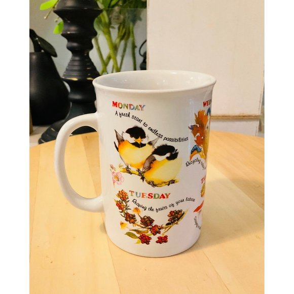 Days of the Week Bird Mug. Valerie Pfeiffer Design Porcelain Capilano - Picture 3 of 6